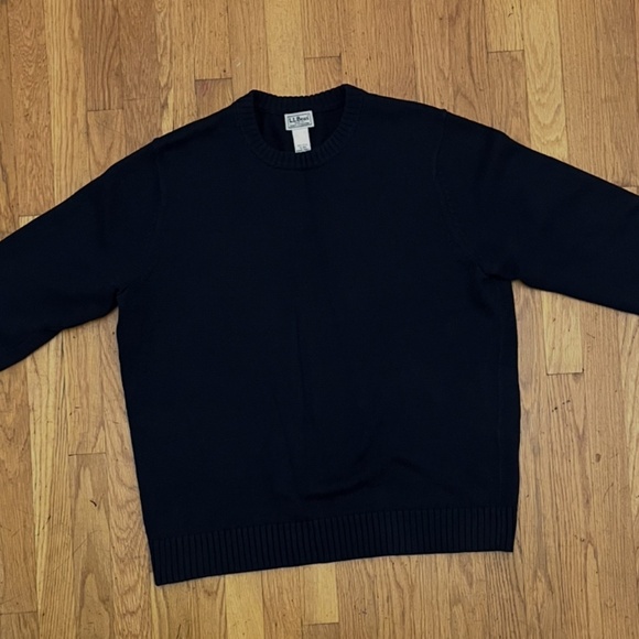 Men's Navy LL Bean Crewneck Sweater 100% Cotton - Picture 3 of 4